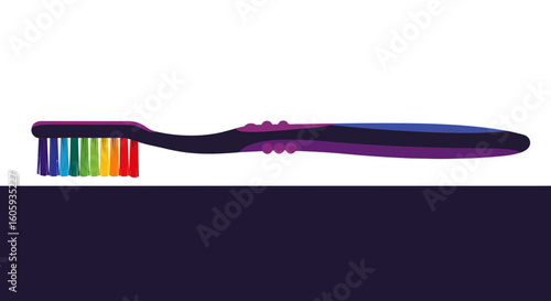 Colorful Toothbrush Display, Dental Care, Modern Bathroom, Illustration, Clean Environment, Side View, Hygiene Concept