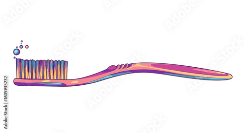 Colorful Toothbrush Illustration in Clean Bathroom Environment