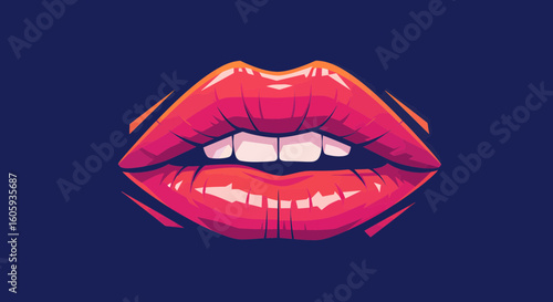 Artistic Illustration, Lips, Digital Art, Creative Design, Vibrant Colors, Close-Up View, Modern Aesthetics