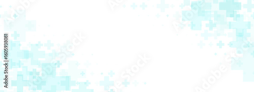 Healthcare abstract cross background. Blue green medical wallpaper. Clean geometric backdrop template for clinic banner, innovation, science leaflet, medicine business poster, presentation. Vector