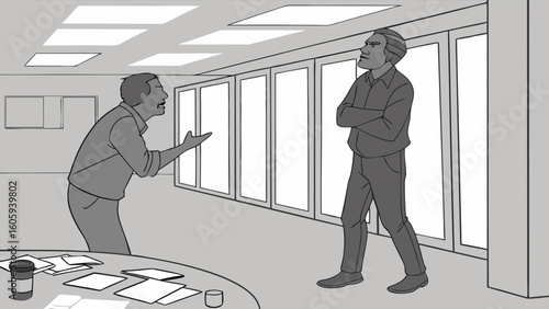 Intense Business Discussion Between Two Men in a Modern Office Environment