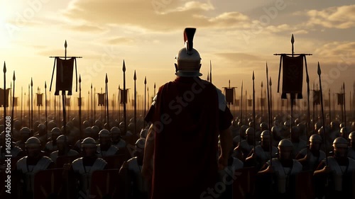 Epic Roman Legion Army Ready for War - A Display of Military Strength and Historical Might - Unwavering Dedication of Ancient Roman Empire Soldiers