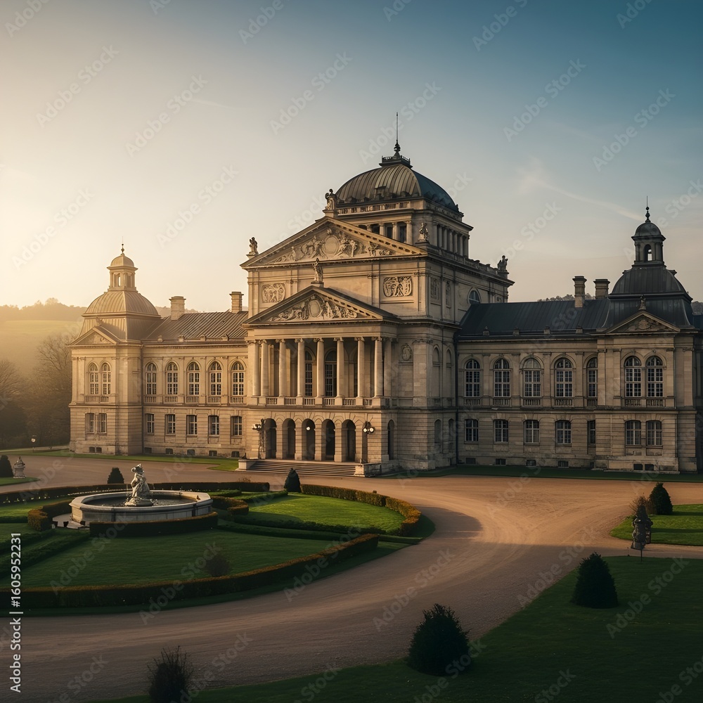 Naklejka premium A large and magnificent western-style palace