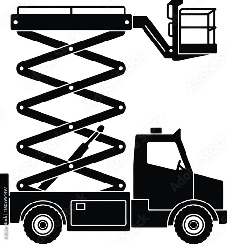 Industrial scissor lift machine silhouette