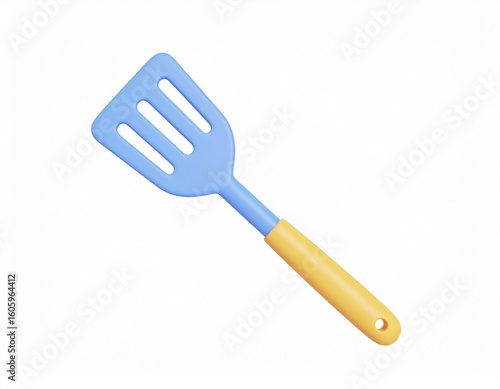 spatula 3d rendering isolated on white background cartoon plastic style icon