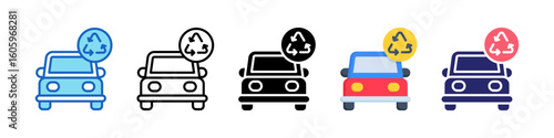 Used Car Multiple Style Icon Set Collection.  