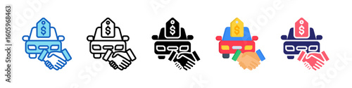 Car Sales Multiple Style Icon Set Collection.  