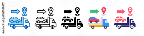 Car Delivery Multiple Style Icon Set Collection.  