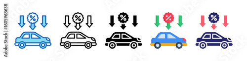 Car Discount Multiple Style Icon Set Collection.  