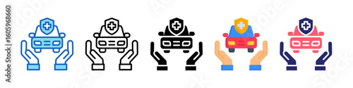 Car Insurance Multiple Style Icon Set Collection.  