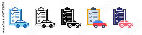 Car Inspection Multiple Style Icon Set Collection.  