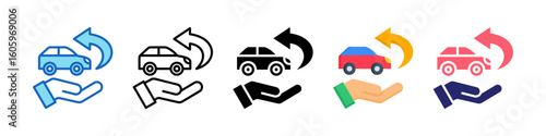 Car Return Multiple Style Icon Set Collection.  