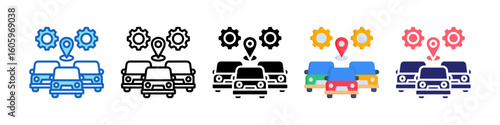 Fleet Management Multiple Style Icon Set Collection.  