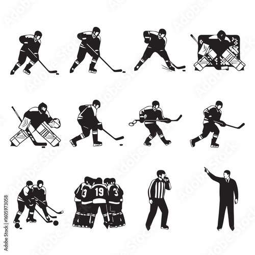 Dynamic hockey players in action; perfect for sports, team, and game designs