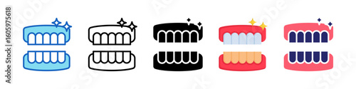 Tooth Whitening Multiple Style Icon Set Collection.  