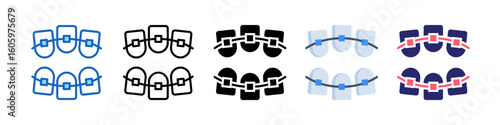 Braces Multiple Style Icon Set Collection.  