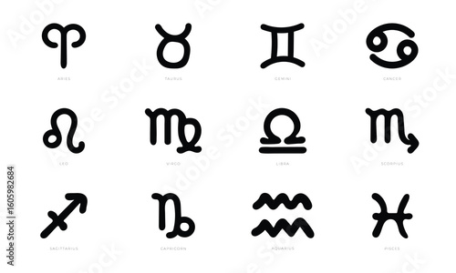 Horoscope Signs Vector Collection – Zodiac Symbol Art for Astrology Lovers and Celestial Design