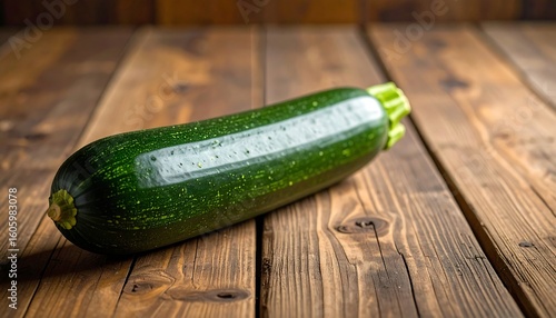 Green zucchini on wood
