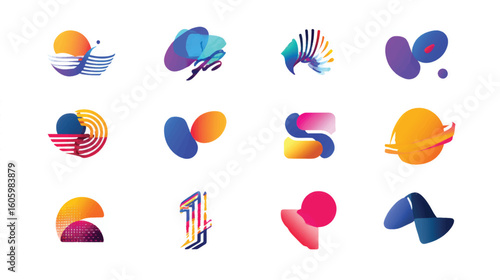 Abstract 3D Shapes and Geometric Forms in Vibrant Colors.