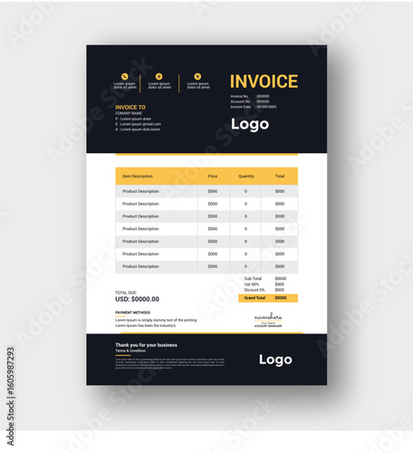 Creative invoice design and invoicing quotes template