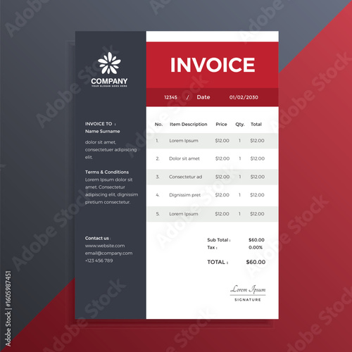 Professional simple invoice template design | Premium Vector
