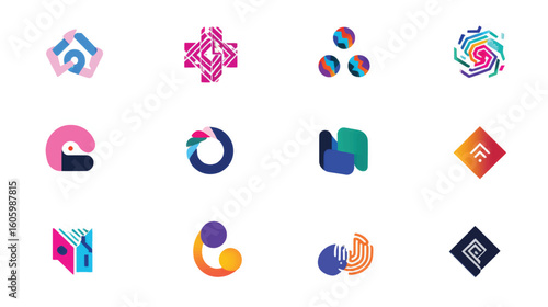 Wallpaper Mural A vector set of abstract business symbols and web icons for a business logo design Torontodigital.ca