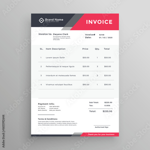 Company business invoice template | Premium Vector