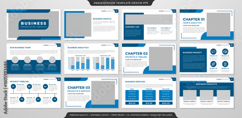 Presentation template layout with colorful data chart and infographic elements for corporate sector.