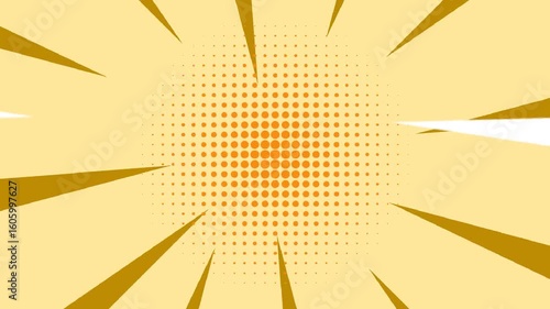 Animated yellow background in pop art and comic style footage