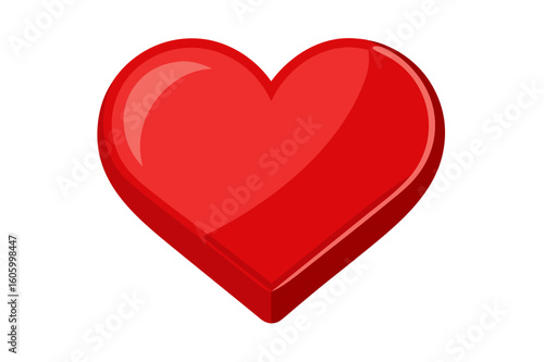 A shiny 3D red heart symbol of love and romance isolated on a white background, perfect for Valentine's Day designs