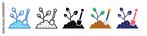 Planting Multiple Style Icon Set Collection.  