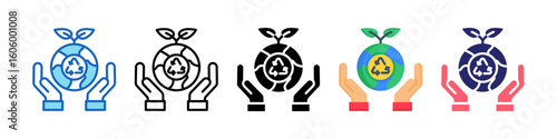 Sustainable Tourism Multiple Style Icon Set Collection.  