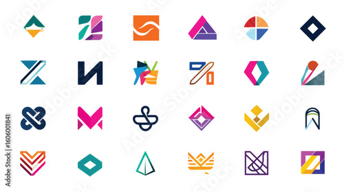 Collection of various direction arrows, web icons, and business signs in a flat design vector set