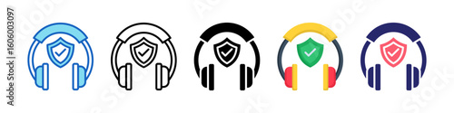 Ear Protection Multiple Style Icon Set Collection.  