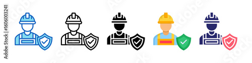 Workplace Safety Multiple Style Icon Set Collection.  