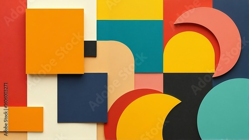 Colorful geometric shapes create a modern and vibrant abstract composition art