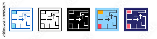 Evacuation Plan Multiple Style Icon Set Collection.  