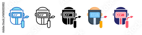 Welding Mask Multiple Style Icon Set Collection.  