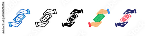 Royalty Payment Multiple Style Icon Set Collection.  