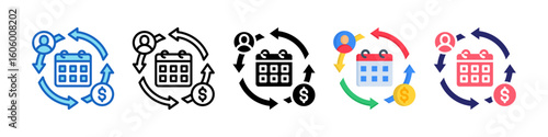 Subscription Model Multiple Style Icon Set Collection.  