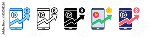 Monetization Multiple Style Icon Set Collection.  