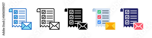 Email List Multiple Style Icon Set Collection.  