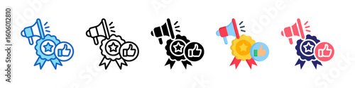 Brand Awareness Multiple Style Icon Set Collection.  