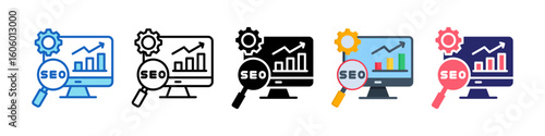 Search Engine Optimization Multiple Style Icon Set Collection.  
