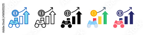 Sales Forecasting Multiple Style Icon Set Collection.  