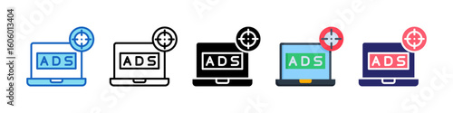 Targeted Advertising Multiple Style Icon Set Collection.  