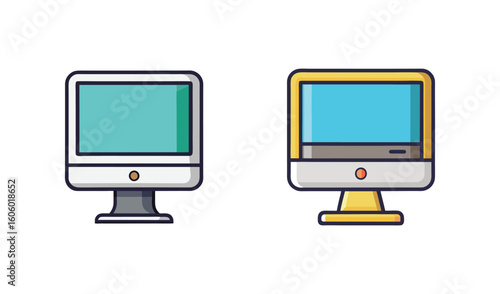 Two retro computer monitors side by side with colorful screens
