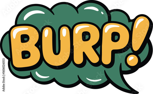 A comical speech bubble displaying the word BURP! in a playful design, Transparent png vector