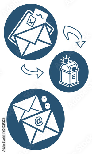 Email mail delivery process illustration