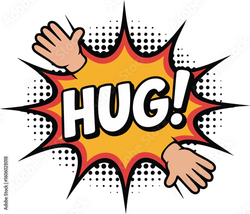 A Comic book style of Hug symbol Transparent png vector